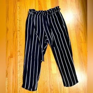 Women’s black striped paper bag pants size 12